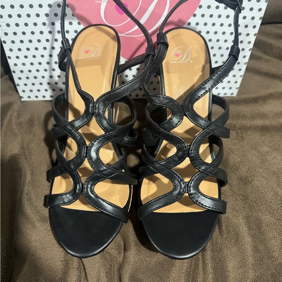 BN Delicious black leather cork wedges sz 9 - Picture 4 of 5